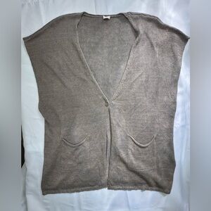 Poetry 100% Linen Knit Sleeveless Cardigan Vest | UK 20 / US 16-18